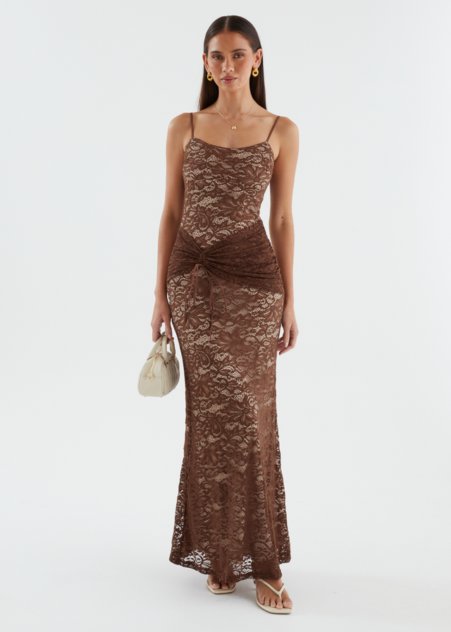 Navya Lace Maxi Dress - Chocolate