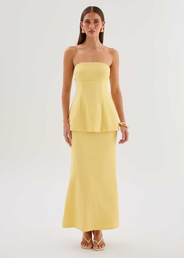 Odilia Strapless Maxi Dress - Lemon