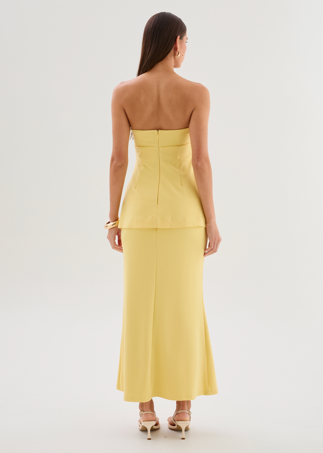 Odilia Strapless Maxi Dress - Lemon