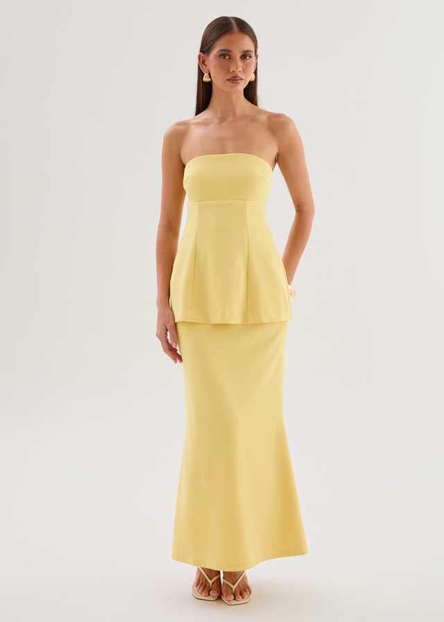 Odilia Strapless Maxi Dress - Lemon