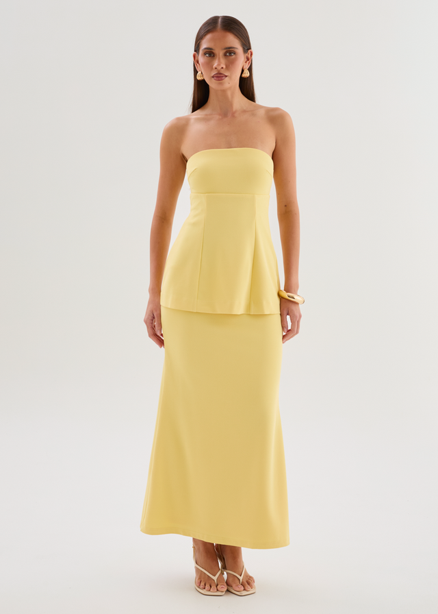 Odilia Strapless Maxi Dress - Lemon