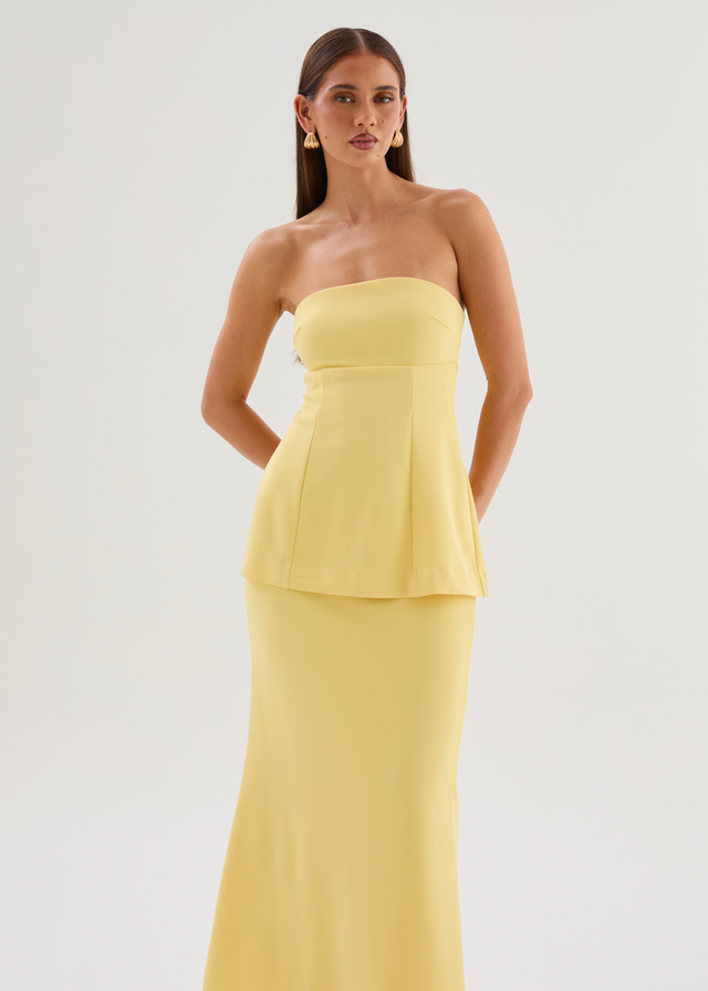 Odilia Strapless Maxi Dress - Lemon
