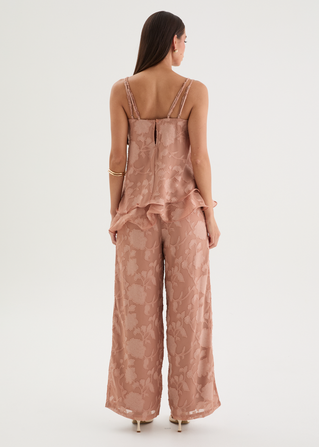 Francene Jacquard Pants - Dusty Peach