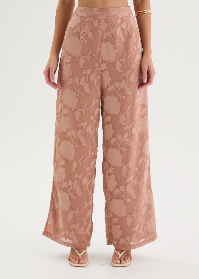 Francene Jacquard Pants - Dusty Peach