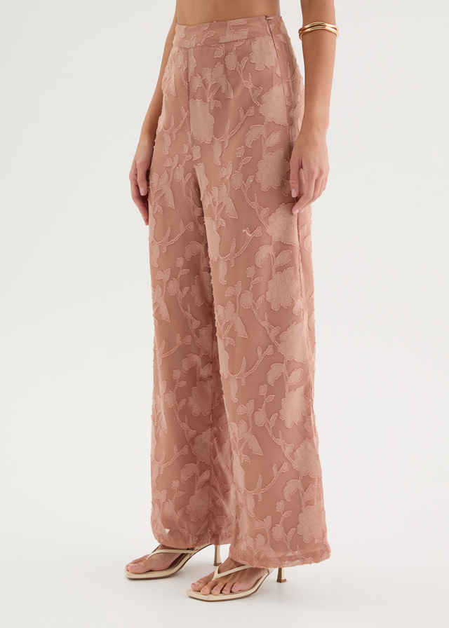 Francene Jacquard Pants - Dusty Peach