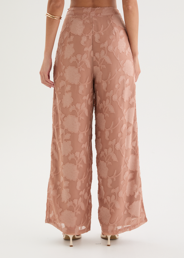 Francene Jacquard Pants - Dusty Peach
