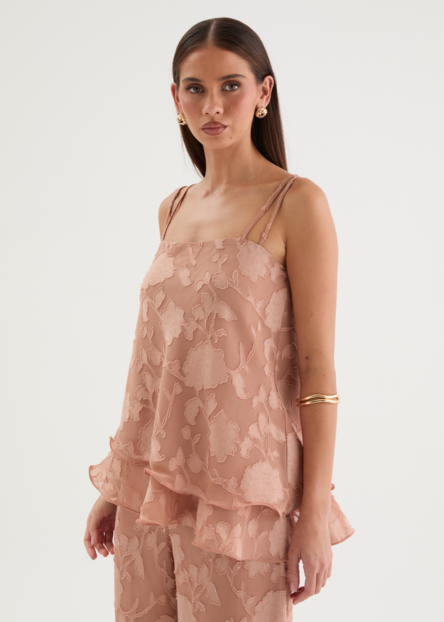 Francene Jacquard Cami - Dusty Peach