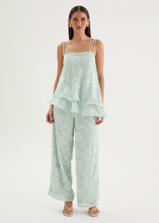 Francene Jacquard Pants - Pale Mint