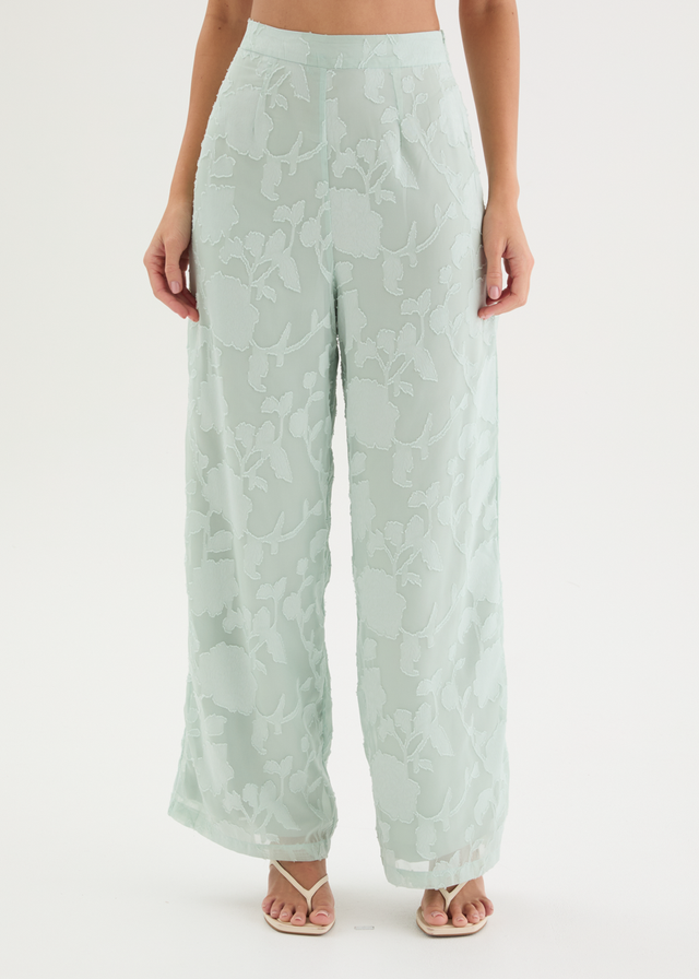 Francene Jacquard Pants - Pale Mint