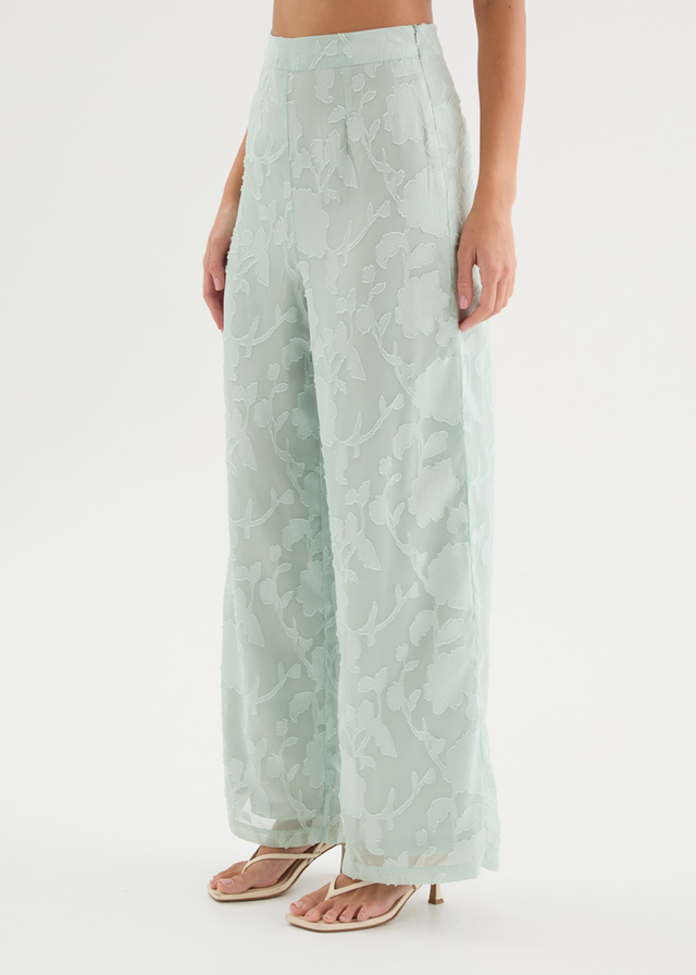 Francene Jacquard Pants - Pale Mint