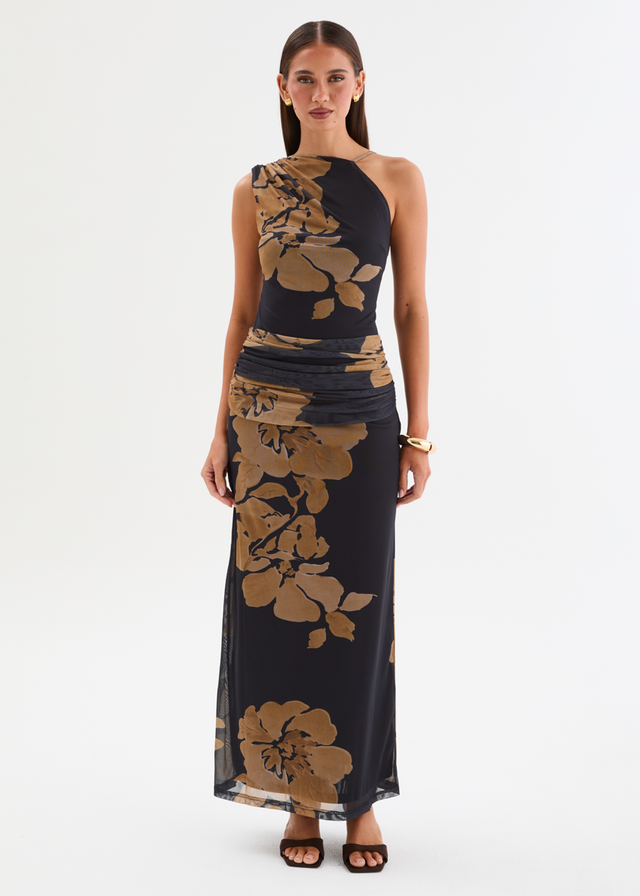 Isidora Mesh Midi Dress - Obsidian Floral