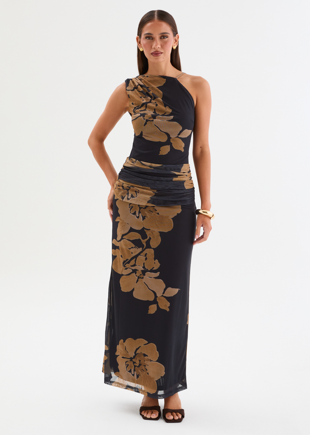 Isidora Mesh Midi Dress - Obsidian Floral