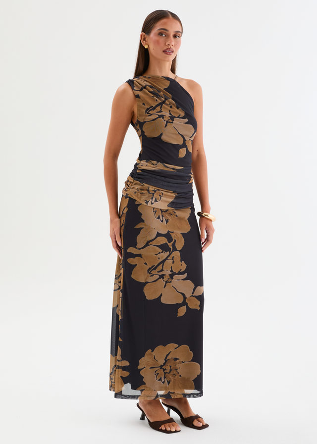 Isidora Mesh Midi Dress - Obsidian Floral