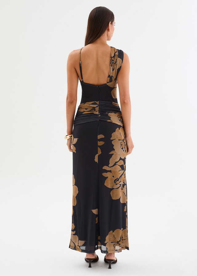 Isidora Mesh Midi Dress - Obsidian Floral