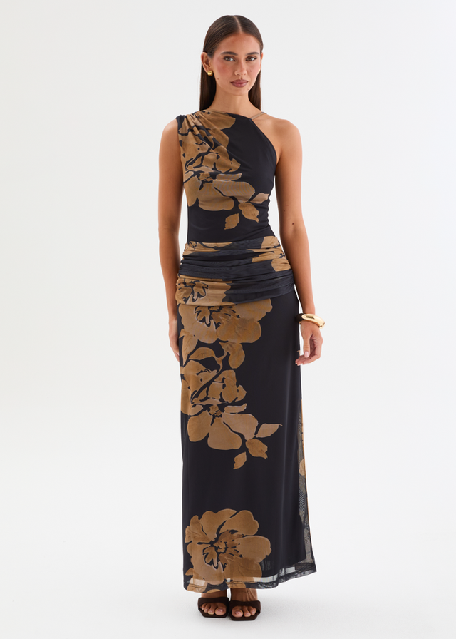 Isidora Mesh Midi Dress - Obsidian Floral