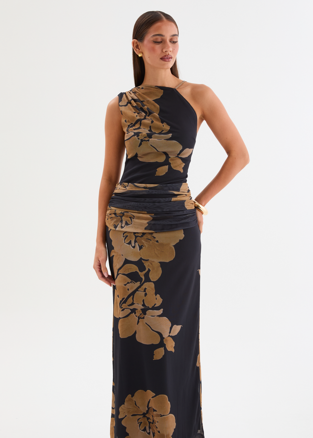 Isidora Mesh Midi Dress - Obsidian Floral