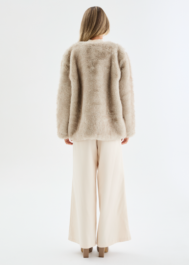 Zafira Faux Fur Coat - Light Grey