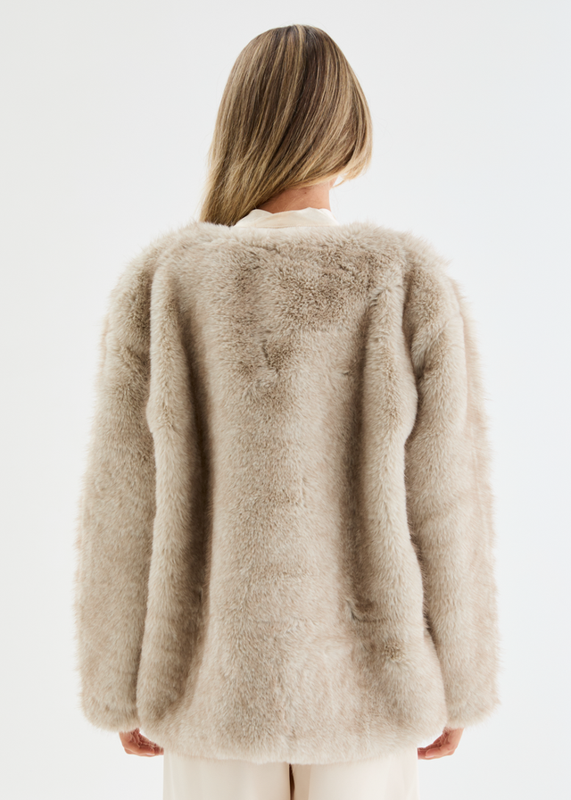 Zafira Faux Fur Coat - Light Grey