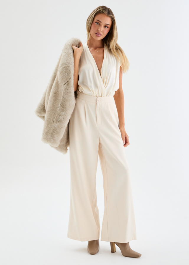 Zafira Faux Fur Coat - Light Grey