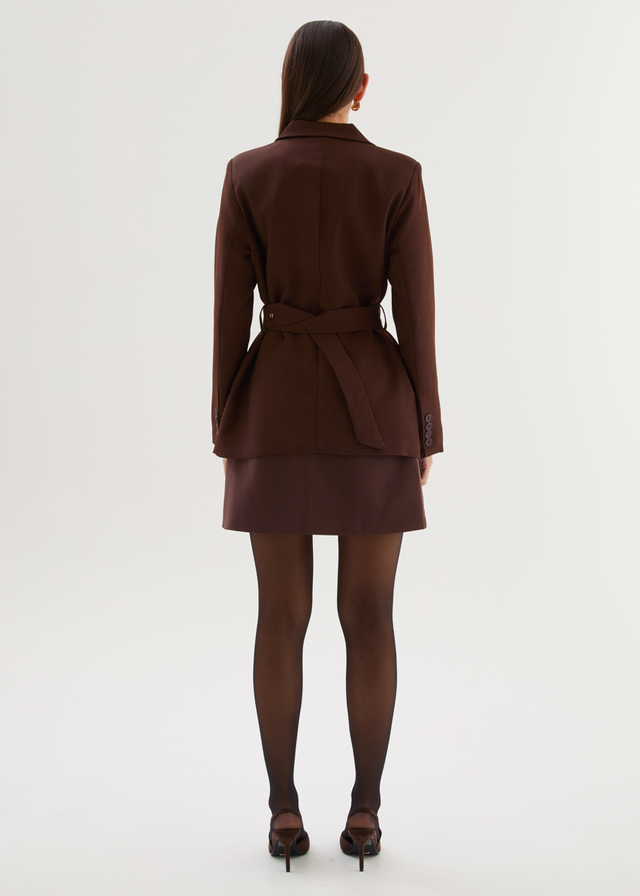 Rhyzel Belted Blazer - Chocolate