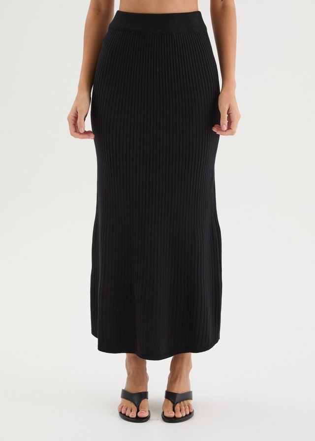 Zanah Knit Maxi Skirt - Black