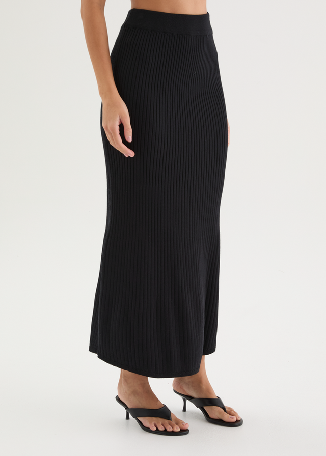 Zanah Knit Maxi Skirt - Black