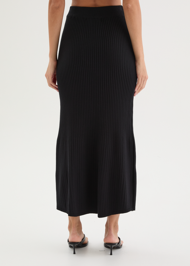 Zanah Knit Maxi Skirt - Black