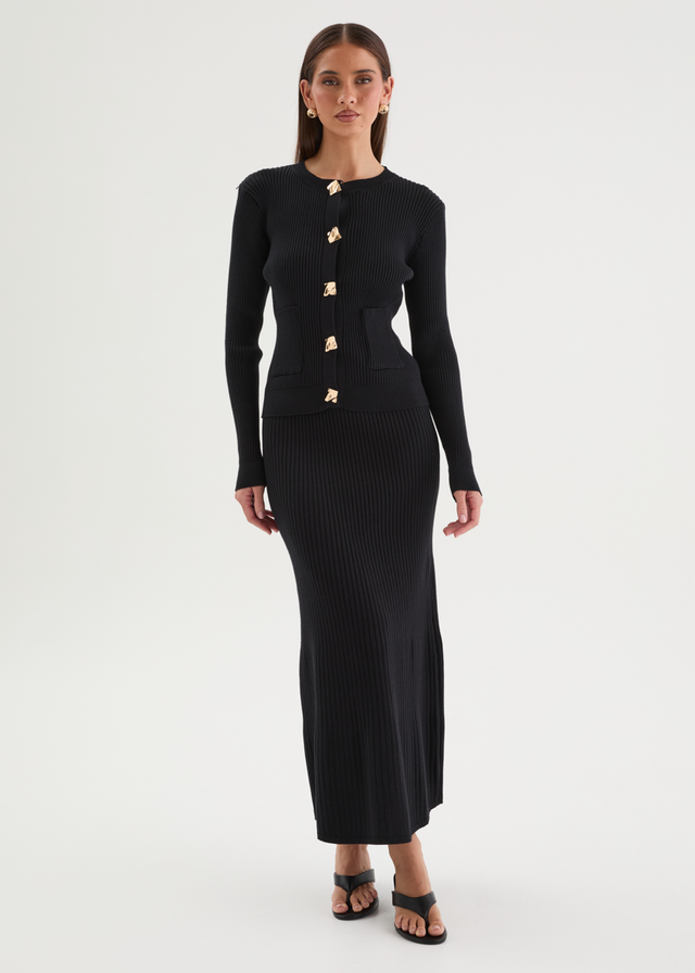 Zanah Knit Maxi Skirt - Black