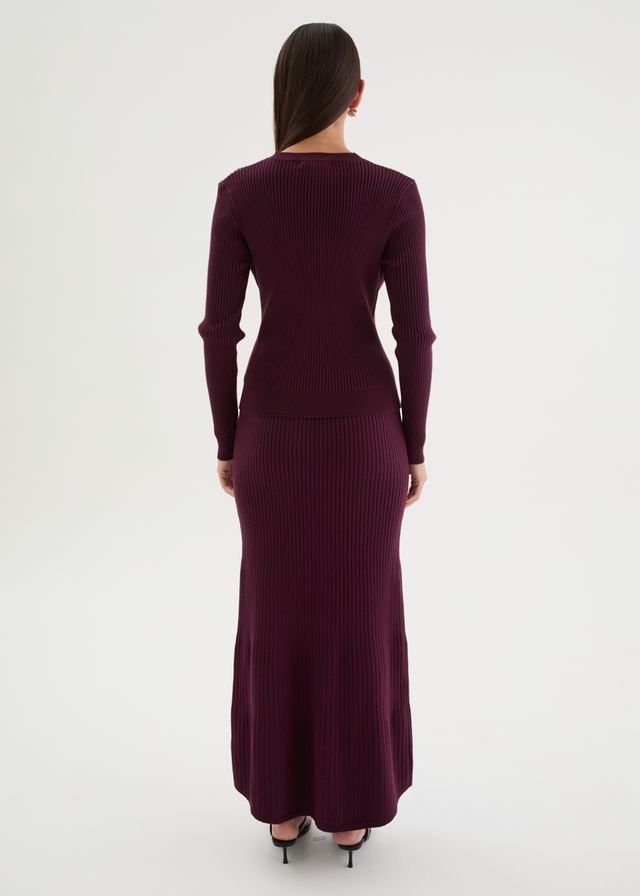 Zanah Knit Maxi Skirt - Plum