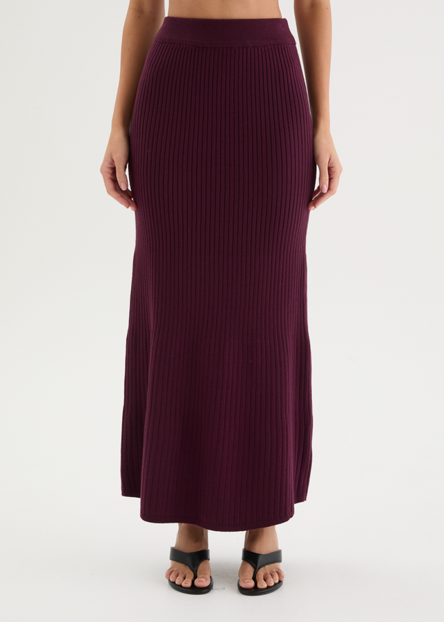 Zanah Knit Maxi Skirt - Plum