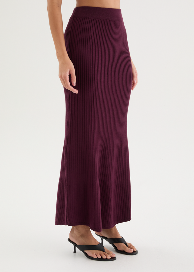 Zanah Knit Maxi Skirt - Plum