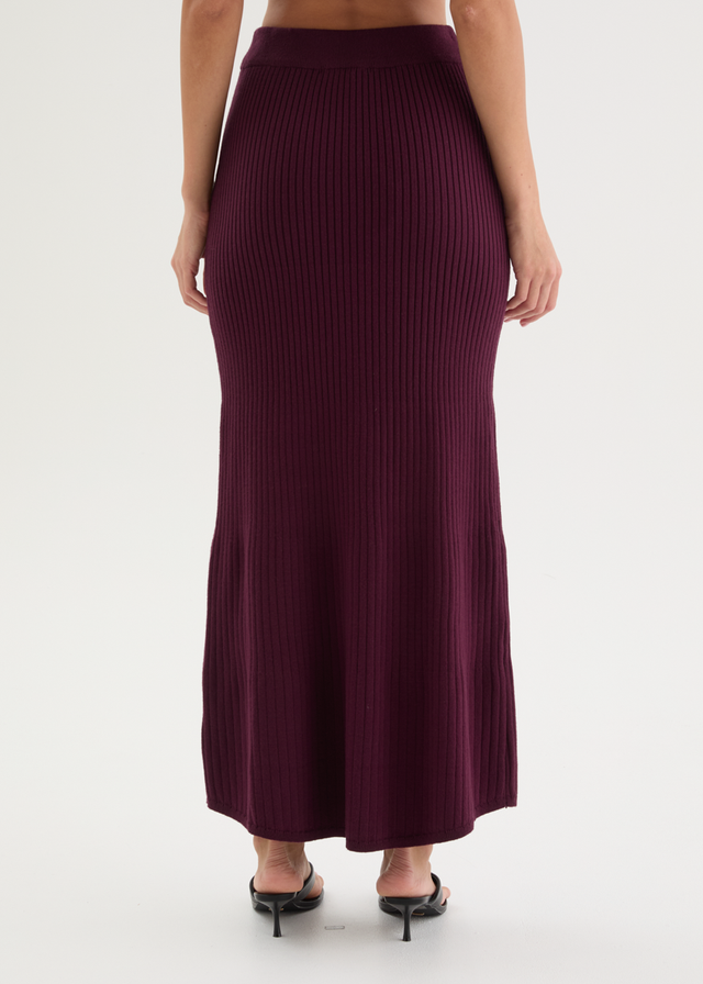 Zanah Knit Maxi Skirt - Plum