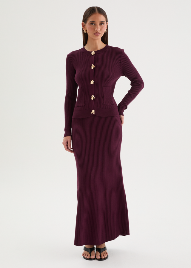 Zanah Knit Maxi Skirt - Plum