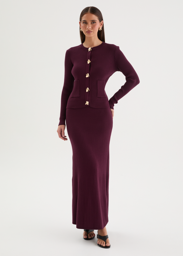 Zanah Knit Maxi Skirt - Plum