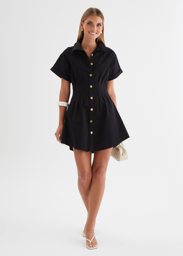 Nyx Stretch Denim Dress - Black