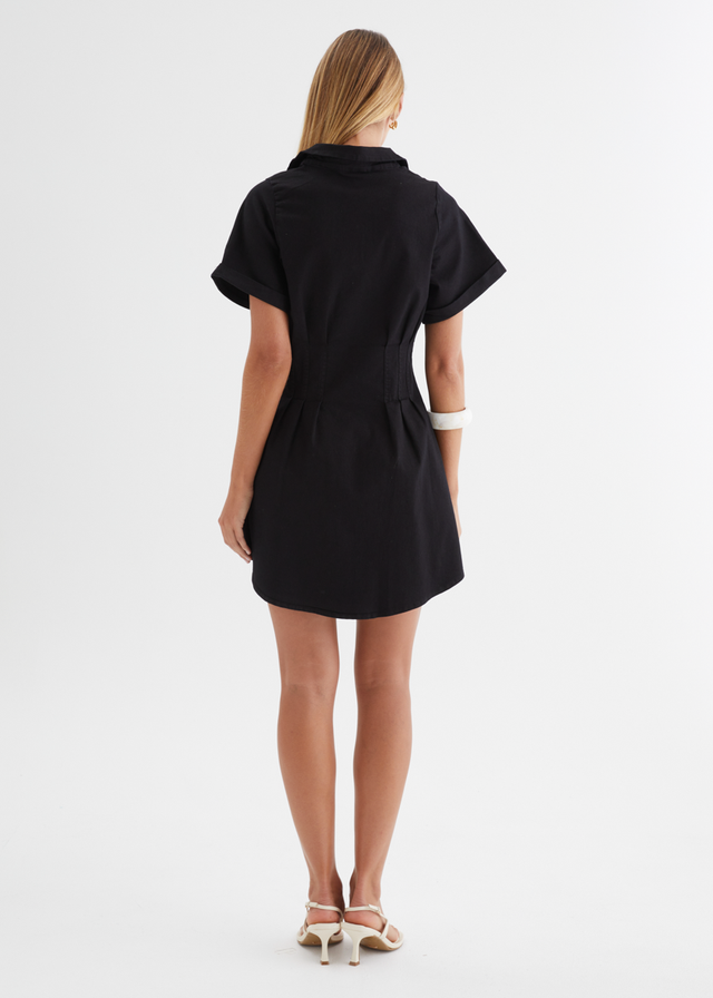 Nyx Stretch Denim Dress - Black