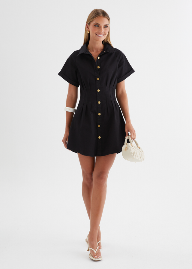 Nyx Stretch Denim Dress - Black