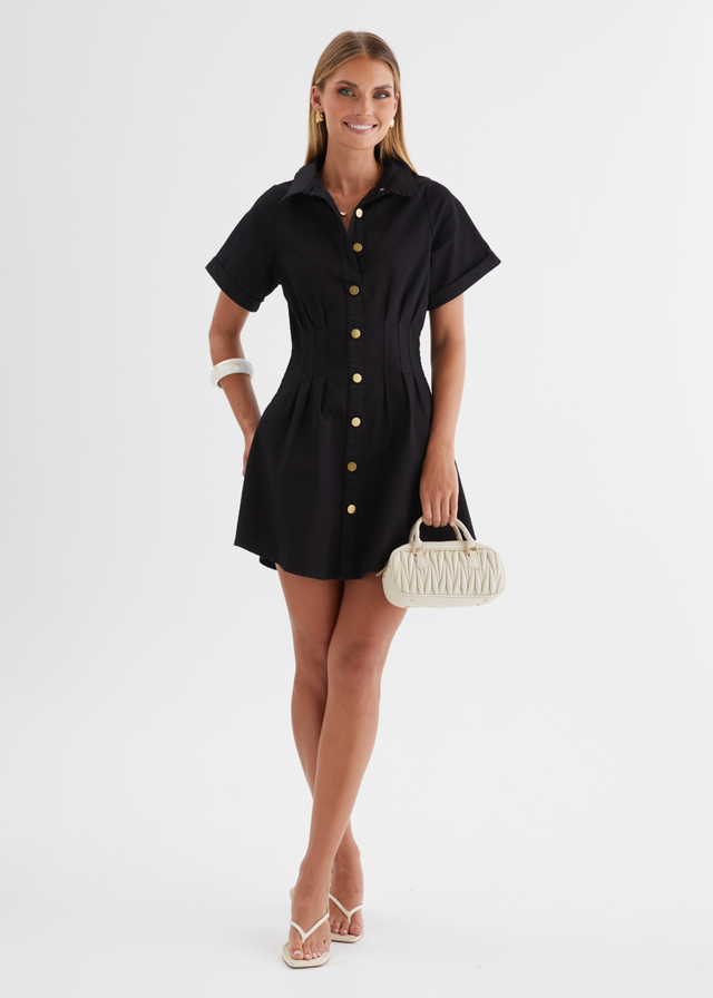 Nyx Stretch Denim Dress - Black