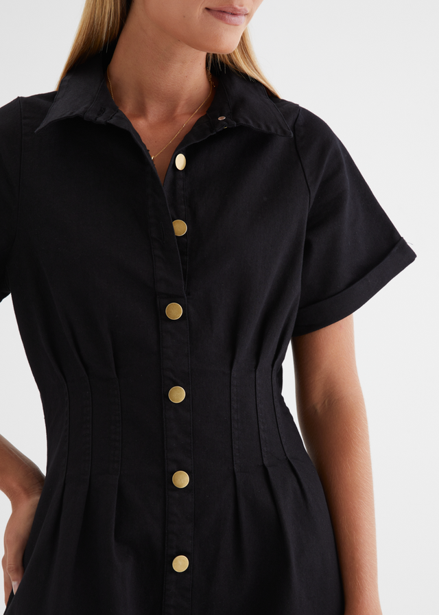 Nyx Stretch Denim Dress - Black