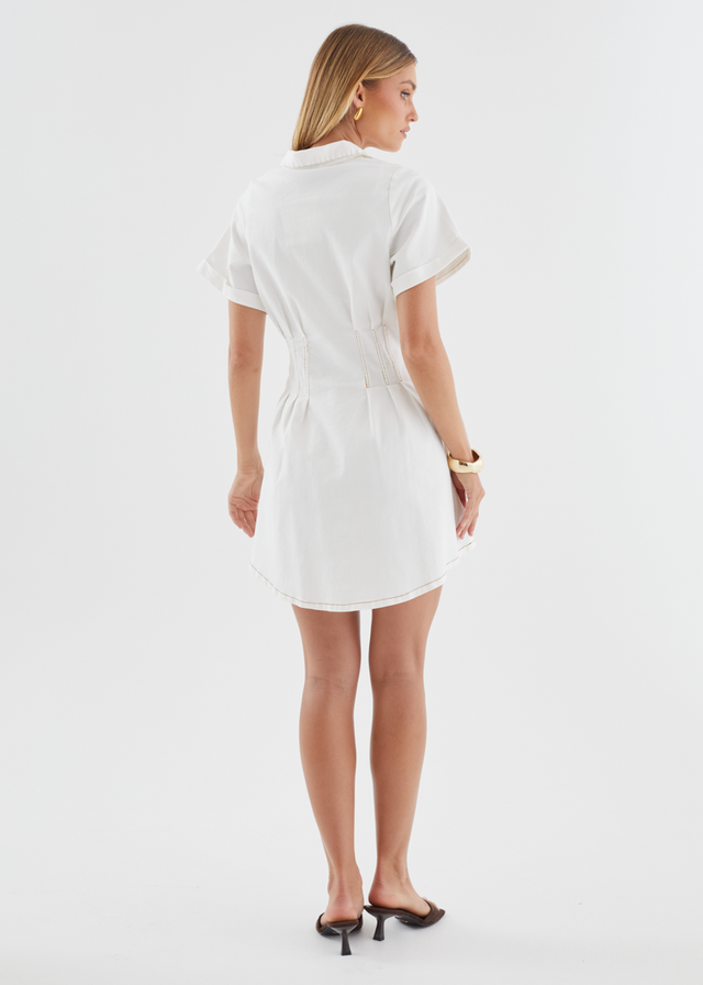 Nyx Stretch Denim Dress - White