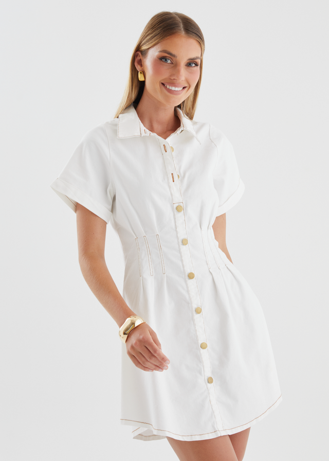 Nyx Stretch Denim Dress - White