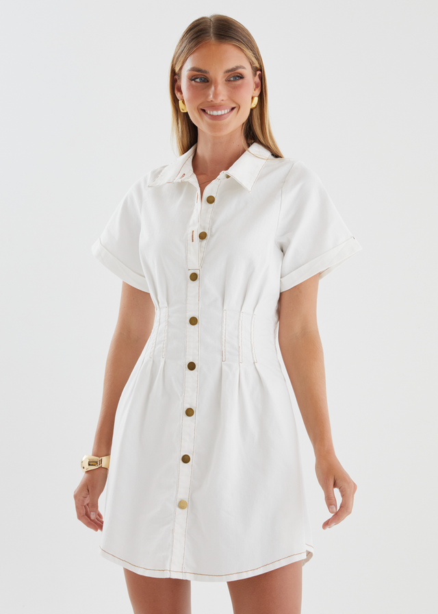 Nyx Stretch Denim Dress - White