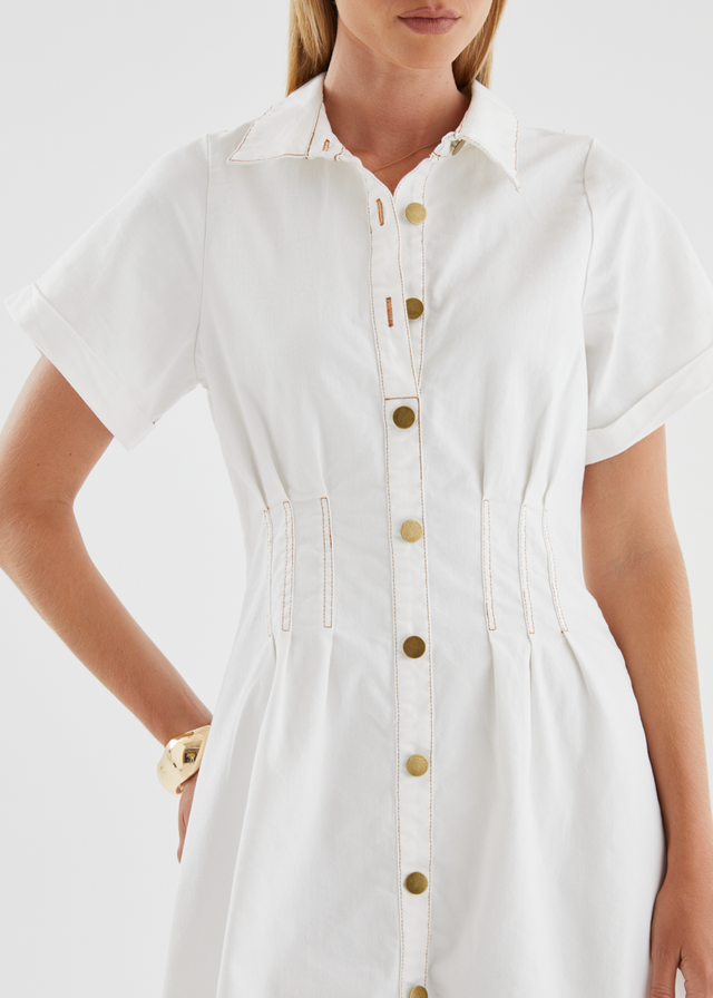 Nyx Stretch Denim Dress - White