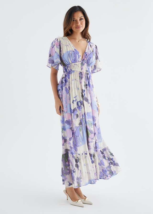 Cara Maxi Dress - Purple Abstract