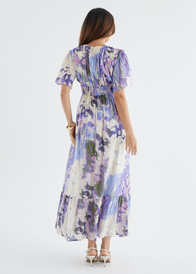 Cara Maxi Dress - Purple Abstract