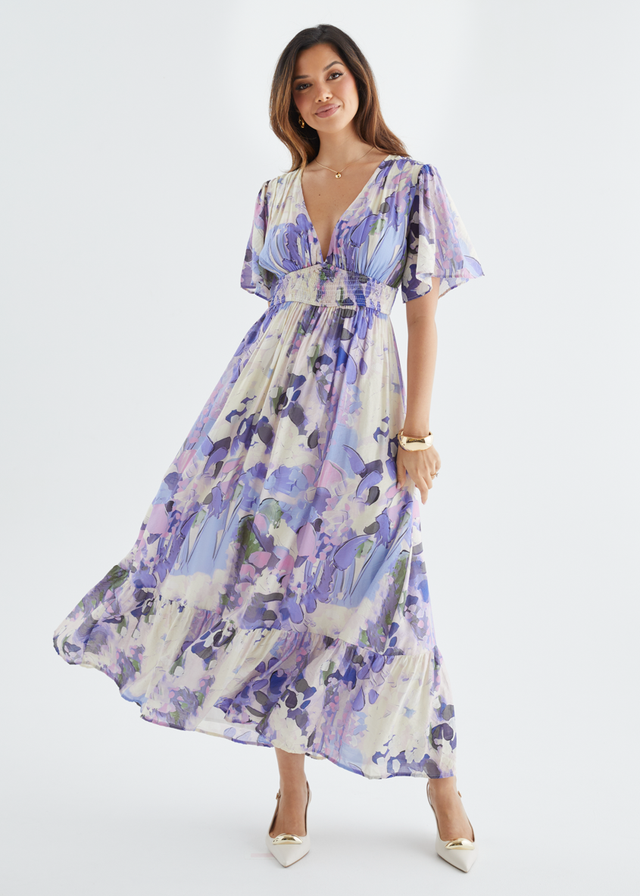 Cara Maxi Dress - Purple Abstract