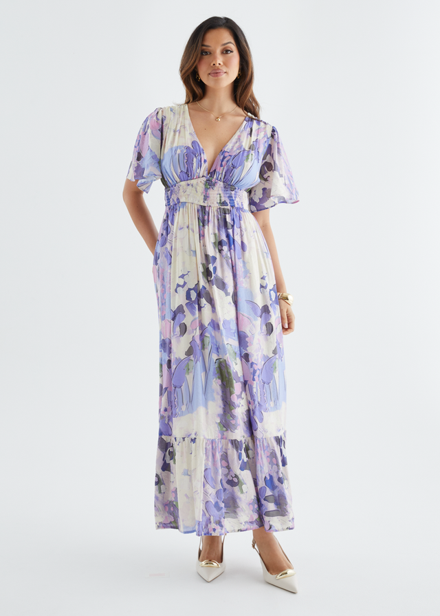 Cara Maxi Dress - Purple Abstract