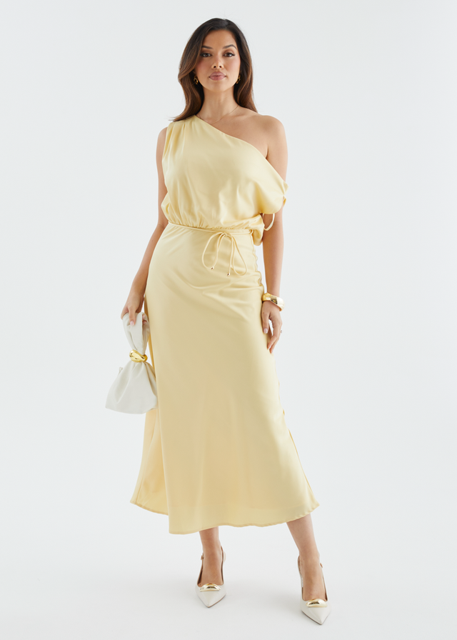 Marisa Drop Shoulder Midi Dress - Lemon