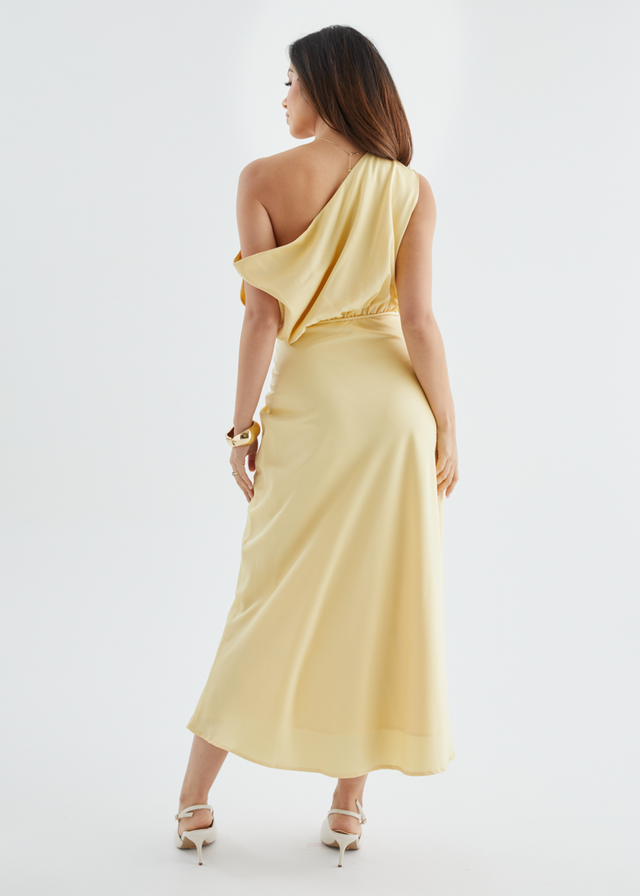 Marisa Drop Shoulder Midi Dress - Lemon
