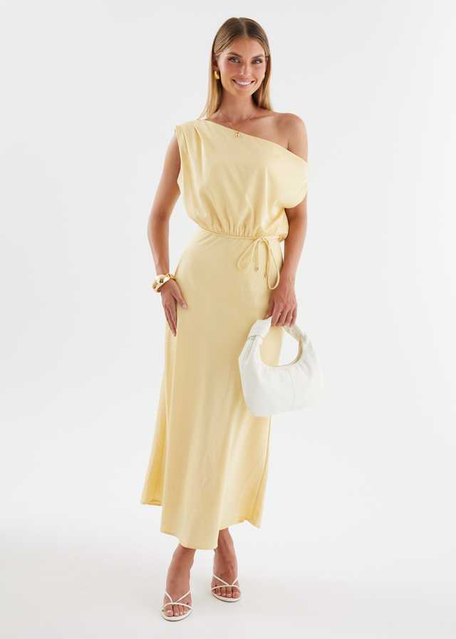 Marisa Drop Shoulder Midi Dress - Lemon